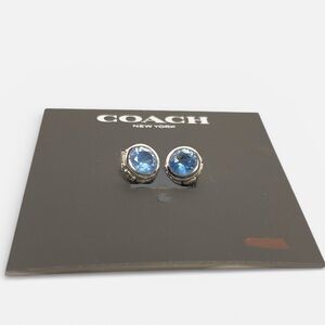 Coach Open Circle Blue Crystal Stud Earrings - NWT ***